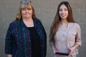 Pictured from left: Family-Consumer Science teacher Dorothy Price and CHS CTE Student of the Quarter Autumn Wise.