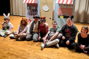 Pictured from left are cast members of "Mr. Man's Candy Store”: Beau McClure (Brer Rabbit), Darin Whitlatch (Brer Lion), Garrett Yoho (Mr. Mann), Preston Henry (Brer Fox), Kale Sprague (Brer Turtle), Noah Duffy (Brer Bear) and Regan Otto (Narrator).