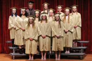 Front row from left, alphabetically, is the Top 1%: Victoria Finley, Maitlyn Miller and Gabriella Naome. Middle row, alphabetically, is the Top 5%: Teonna Barton, Kendra Callahan, Audrey Ferguson and Sydney Gray. Back row, continued alphabetically, is the Top 5%: Mariah Lehman, Maverick Lemasters, Cameron McCord, Megan Schwing and Maci Wells.