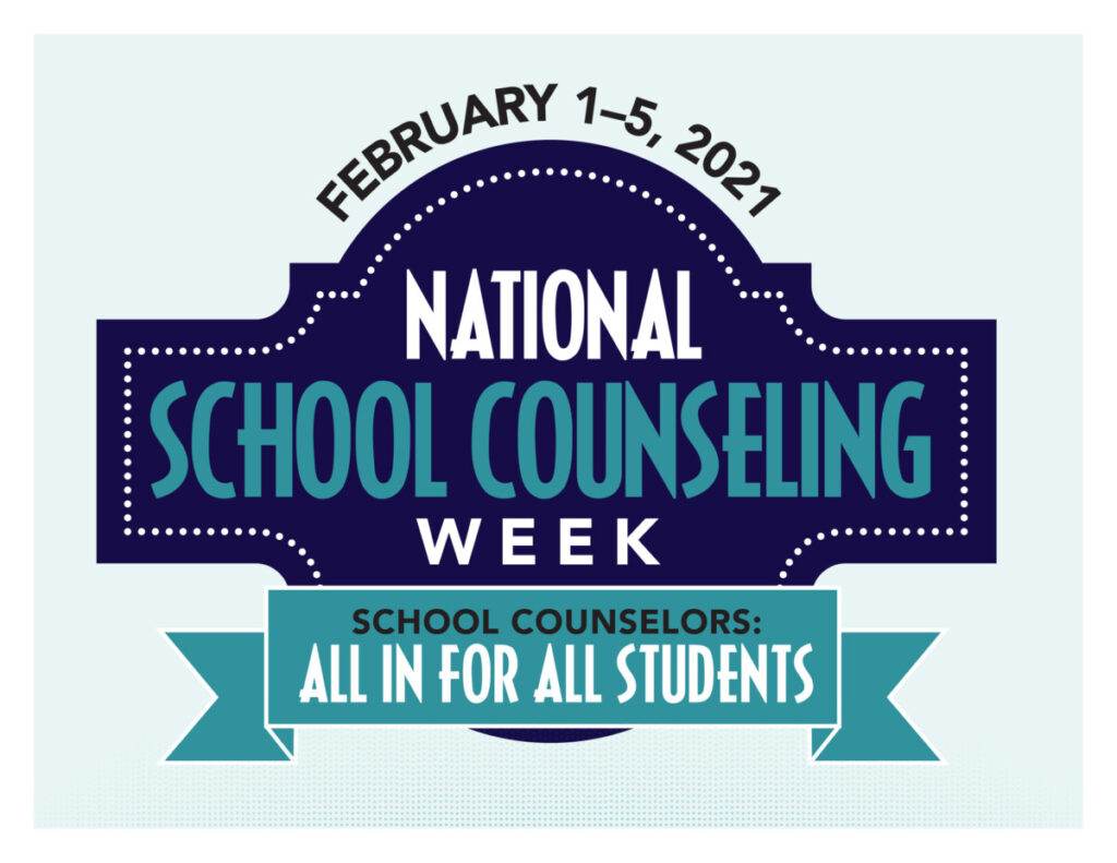 American School Counselor Association's National School Counseling Week logo in dark and light blue
