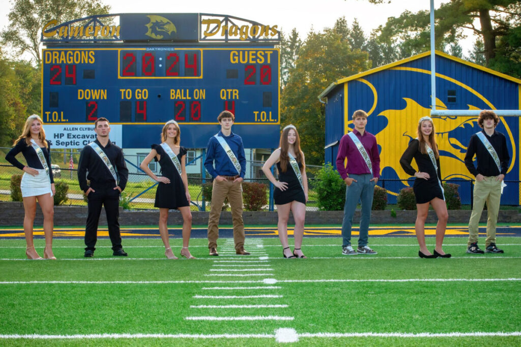 The 2024 King and Queen candidates are pictured from left: Devan Schrack, Klypsan Wallace, Nevaeh Dufford, Camden Frye, Sarah Yoss, Slaton Pettit, Maci Neely and Mason Scott. Photo credit: Strike-A-Pose Photography