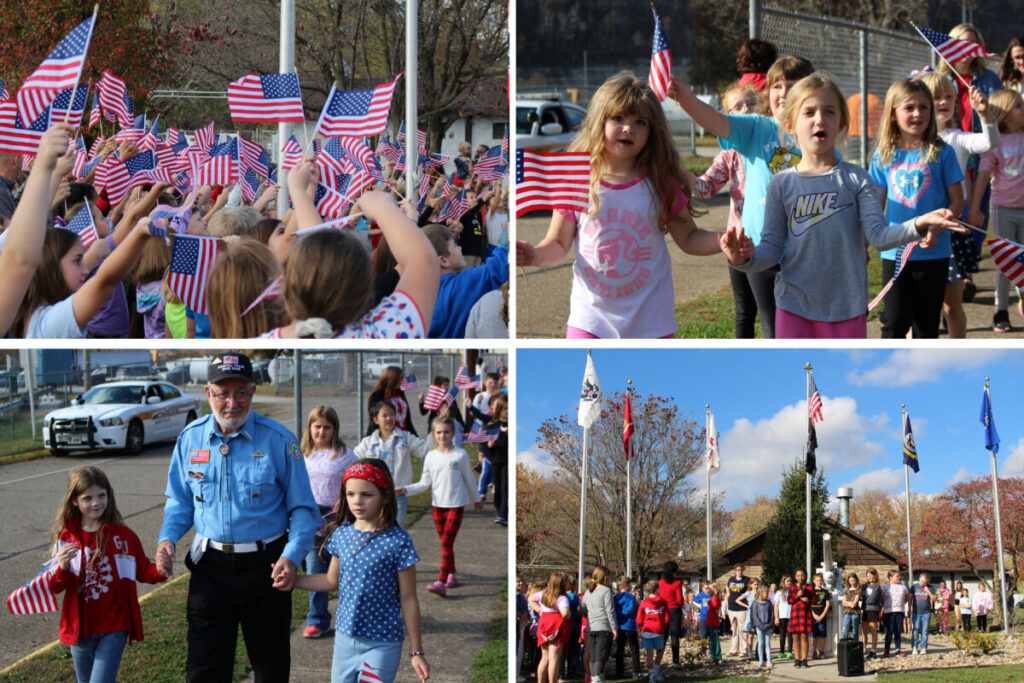 Veterans Day program collage.