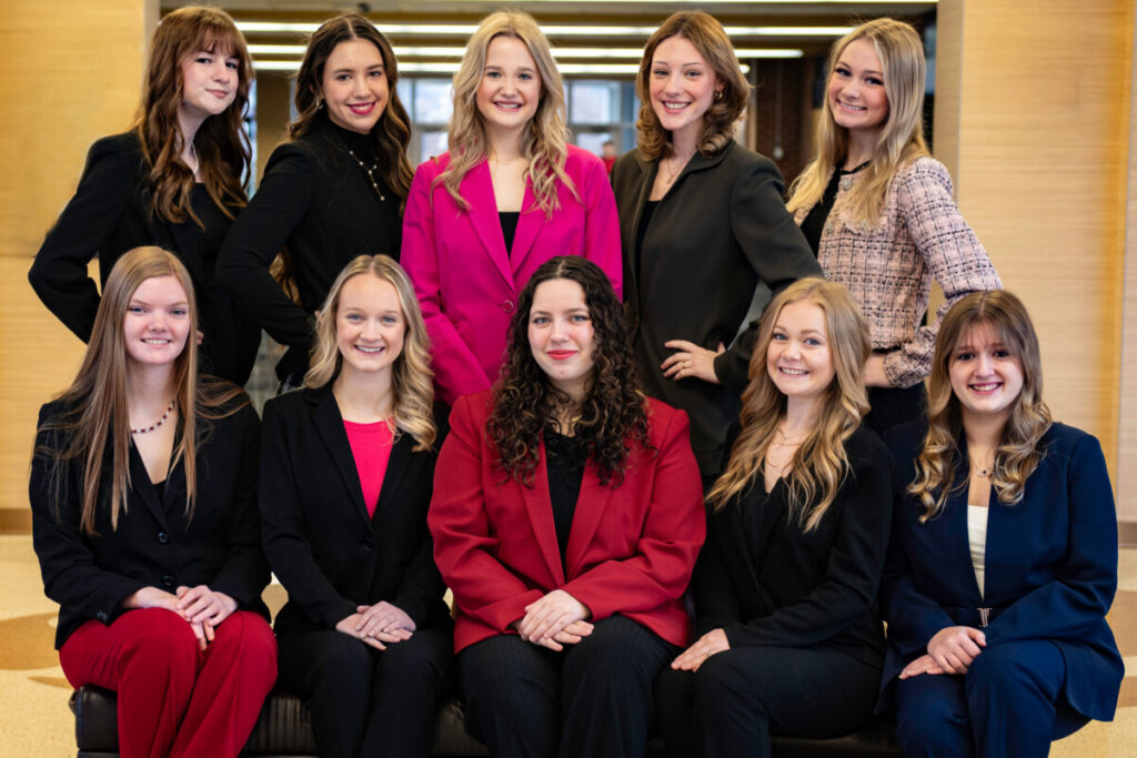 Pictured are the 2025 JM Queen of Queens contestants. Seated from left: Sydney Gray, Reagan Miller, Mylie Scott, Jadyn Parker and Megan Gary. Standing from left: Morgan Carlin, Kendra Callahan, Abby Korngiver, Laiken Jones and Audrey Ferguson. Photograph courtesy of The Gaughenbaugh Studio.