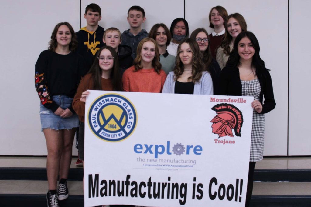 Pictured are the students who won the Best Manufacturing Message Video Contest. Front row from left: Hailey Hill, Elin McGuire, Lexi Landis and Irelyn Lowe. Middle row from left: Sadi Willis, Adam Evans, David Durig III, Lorelei Williams and Lillie Goddard. Back row from left: Owen Berisford, Brayden Slaughter, Fiona Ren and Kaelyn Wyatt.