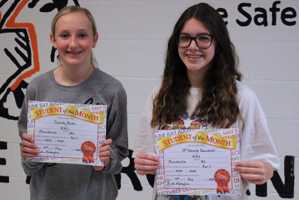 Pictured from left: Cassidy Blake and McKenzie Hounshell. Izabella Norris was absent on the day of the certificate presentation.