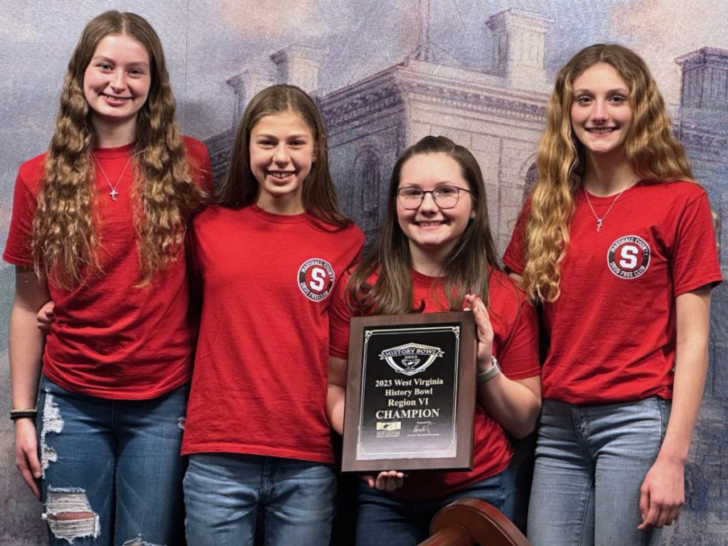 Pictured from left are SMS WV History Bowl Team 1 members Sarah Naome, Zoe Zervos, Allison McGraw and Ella Finley.