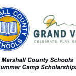 Marshall County Schools and Grand Vu logos with Marshall County Schools Summer Camp Scholarships written in black.