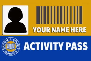 Sample activity pass with Marshall County Schools logo